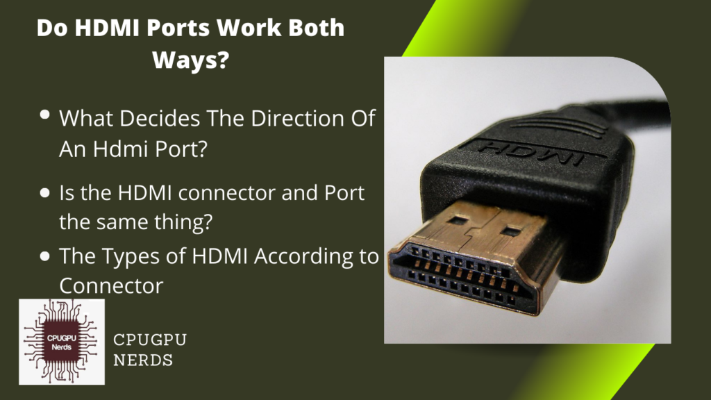 Do HDMI Ports Work Both Ways?