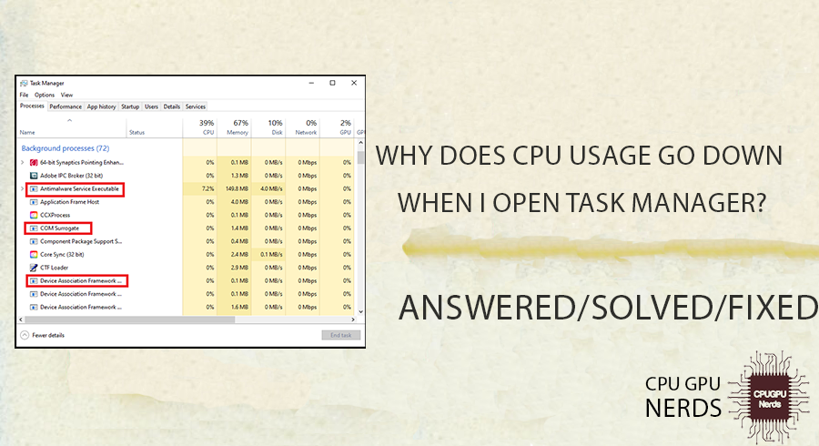 Why Does CPU Usage Go Down When I Open Task Manager?
